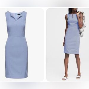 Banana Republic Birdseye Paneled Sheath Dress in Light Blue